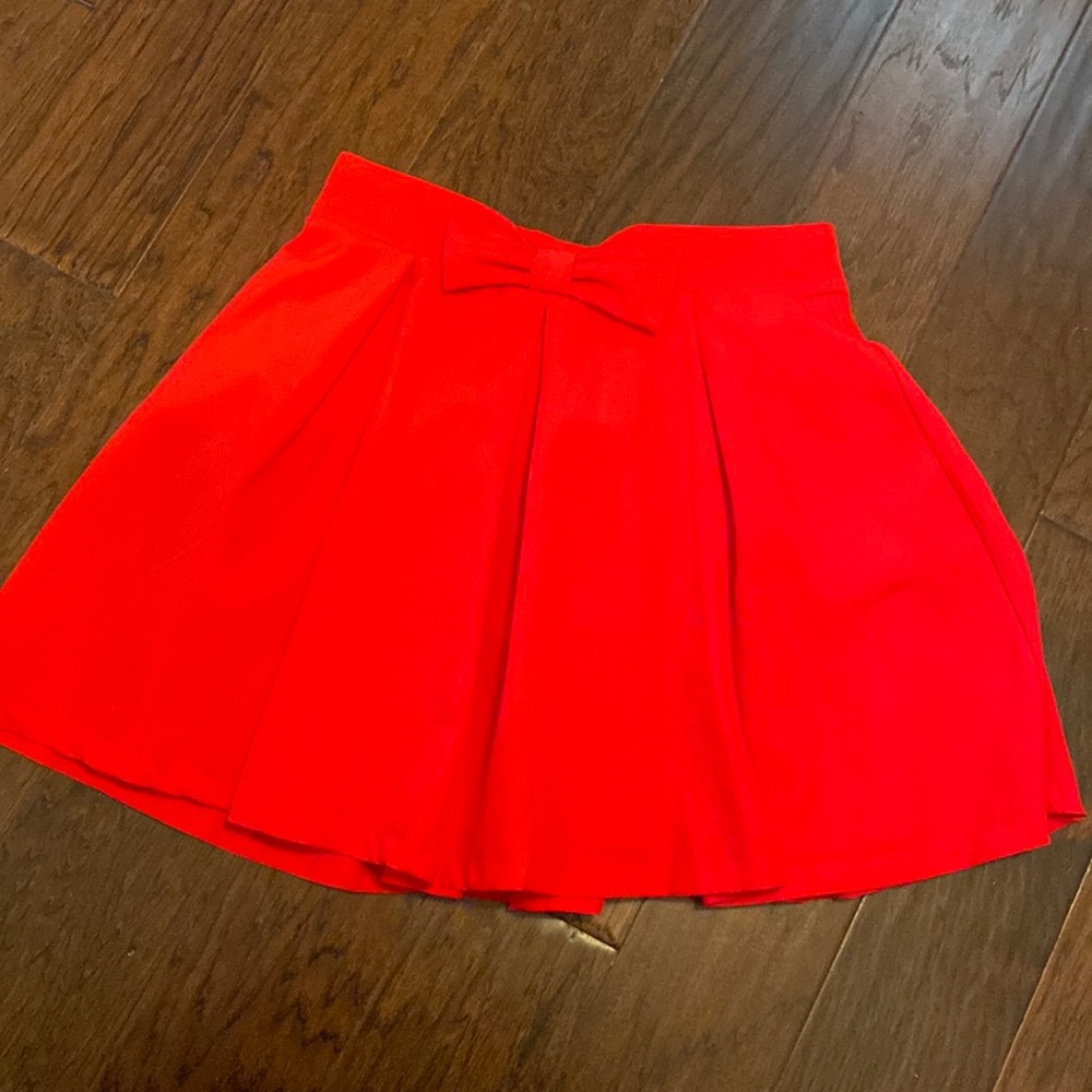 Red flare mini skirt